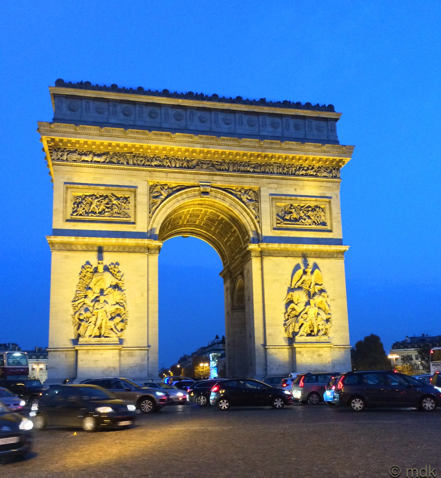 The Arc de Triomphe illuminated