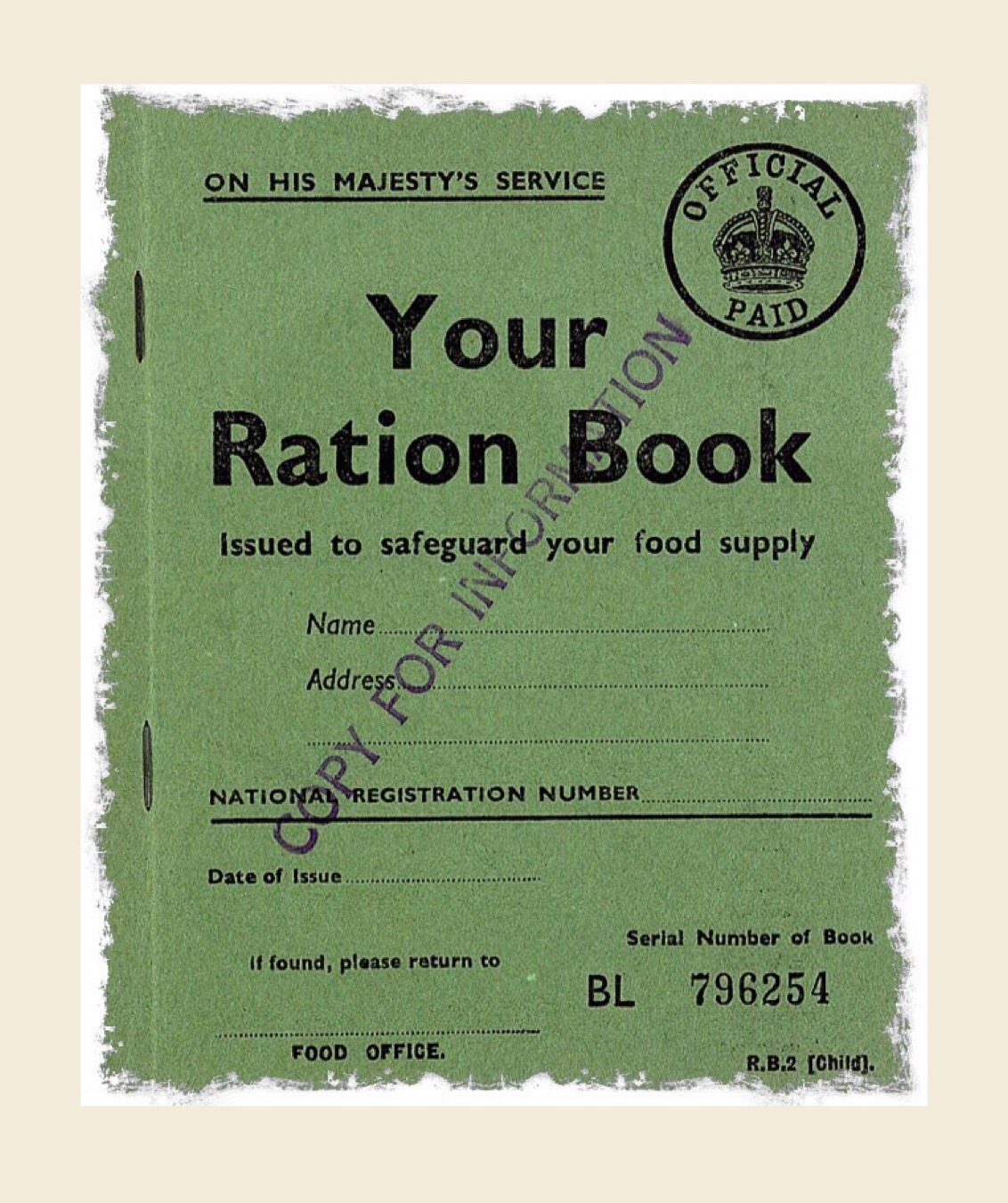 Ration book from National Archives