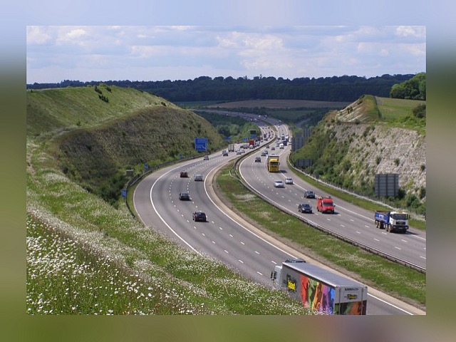 The motorway runni ng through the Twford Down cut From geograph.org.uk by Jim Champion